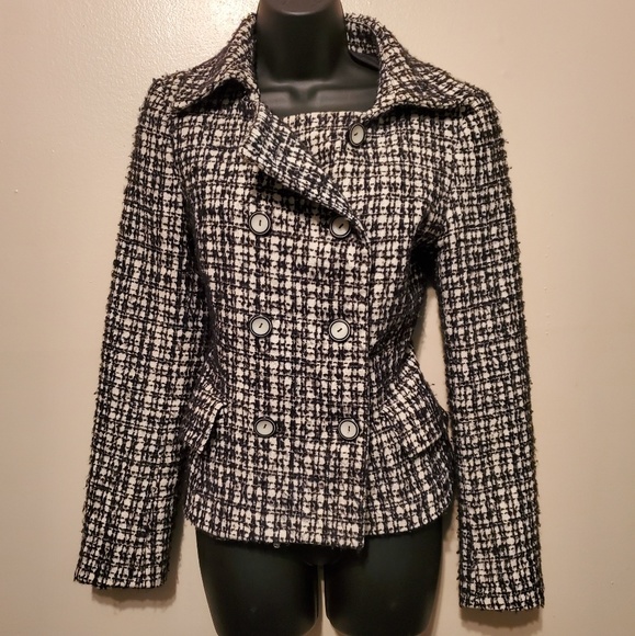 Zara Jackets & Blazers - Black and White Pea Coat